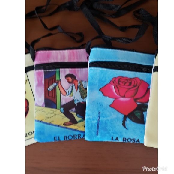 2 for $11 of Mini Crossbody purse Loteria La Rosa - Picture 2 of 2